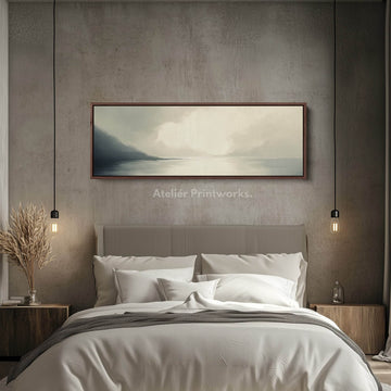 Misty Lake Long Narrow Abstract Horizontal Wall Art - Atelier Printworks
