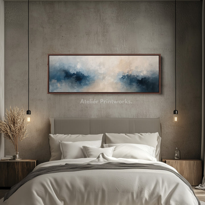 Abstract Cloud Painting Horizontal Wall Art, Long Skinny Wall Decor - H0025