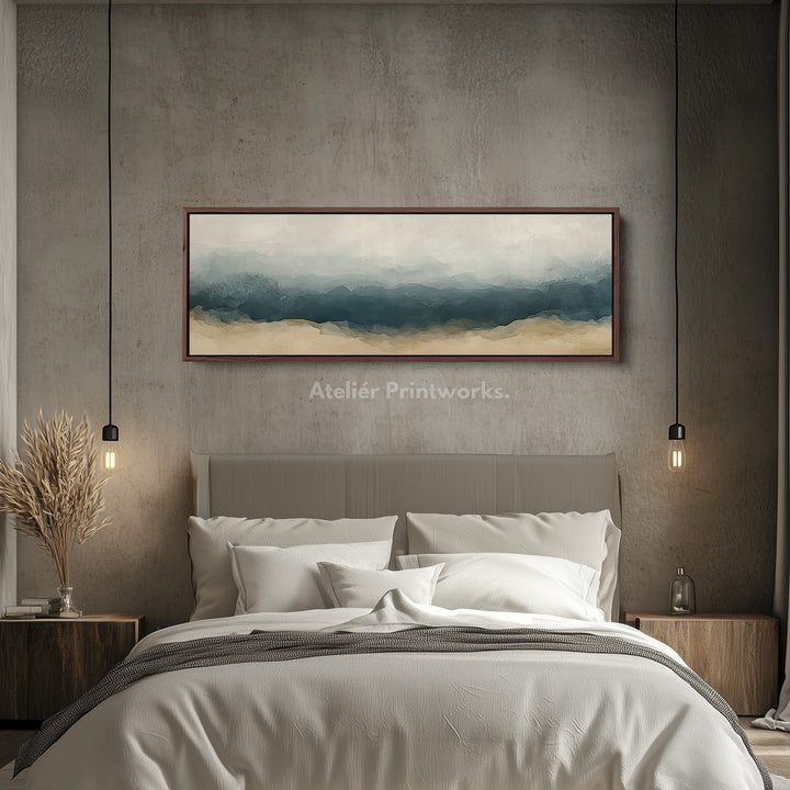 Abstract Grey & Beige Layers Horizontal Skinny Wall Decor - H0029