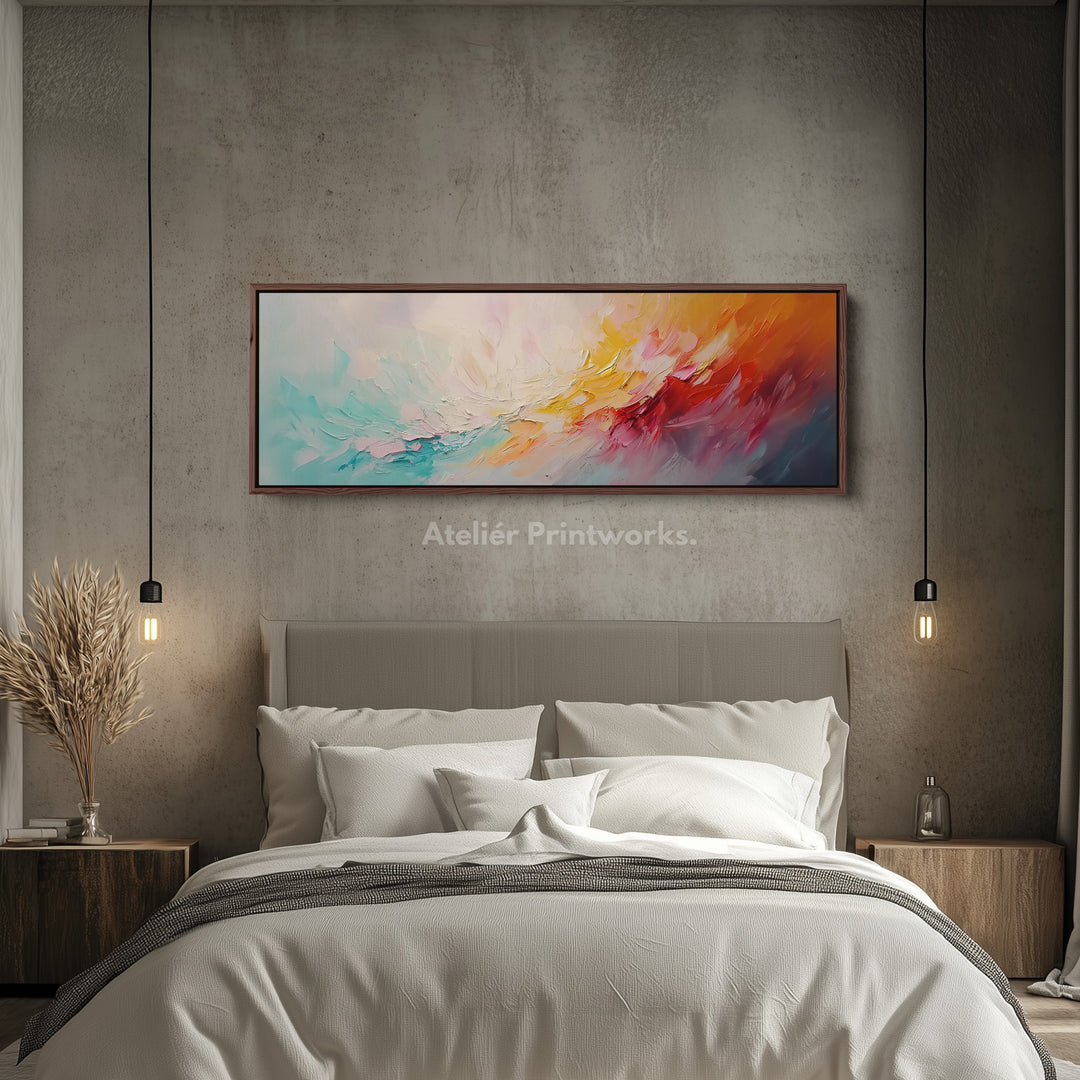 Long Skinny Horizontal Abstract Large Wall Art Framed Canvas - H0033