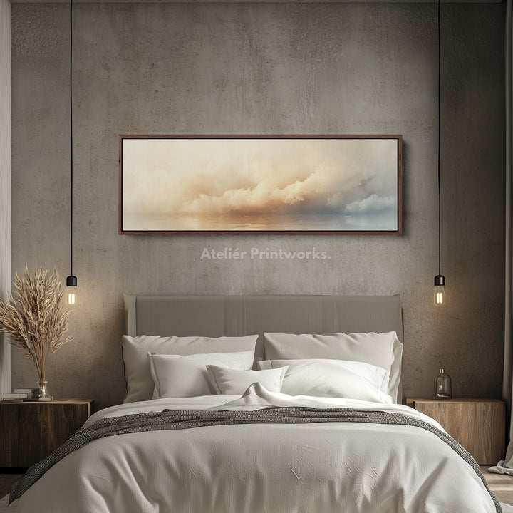 Panoramic Long Narrow Cloud Wall Art Large Framed Canvas - H0056