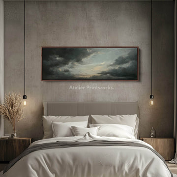 Panoramic Ominous Clouds Long Narrow Wall Art Large Framed Canvas - Atelier Printworks