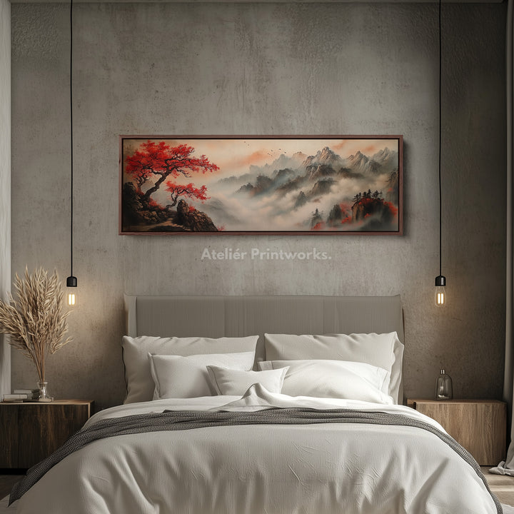 Chinese Landscape Panoramic Wall Art Large Framed Canvas - H0060