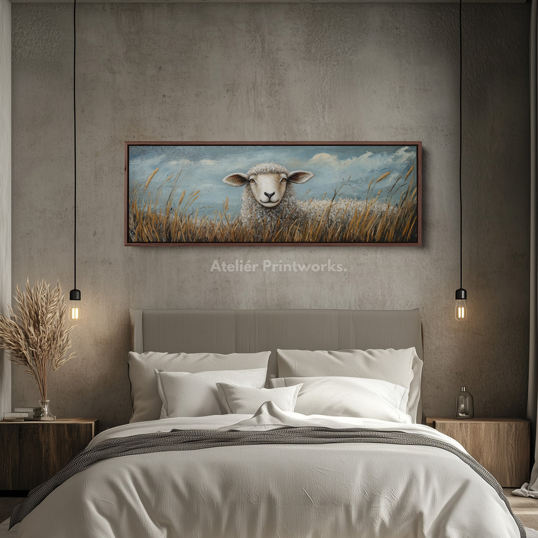 Sheep Horizontal Art Long Wall Hanging Large Canvas - H0067