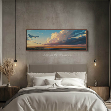 Cloud Long Skinny Horizontal Wall Decor Large Framed Canvas Picture - Atelier Printworks