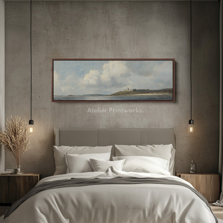 Vintage Landscape Narrow Wide Horizontal Wall Decor Large Framed Canvas - H0115