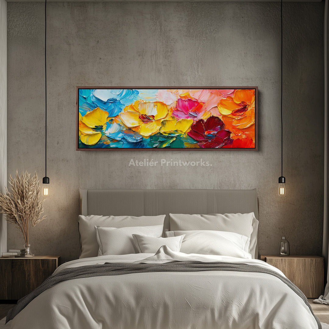 Colourful Abstract Long & Narrow Wall Art Large Framed Canvas - H0118