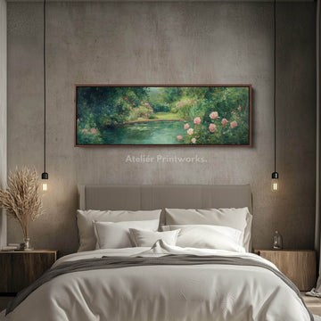 Vintage Rose Garden Long & Narrow Wall Art Large Framed Canvas - Atelier Printworks