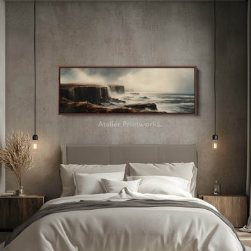 Rugged Ocean Large Long Canvas Horizontal Wall Art - Atelier Printworks