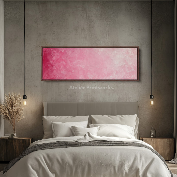Long Horizontal Wall Art Panoramic Wall Art Abstract Pink Minimalist - H0142