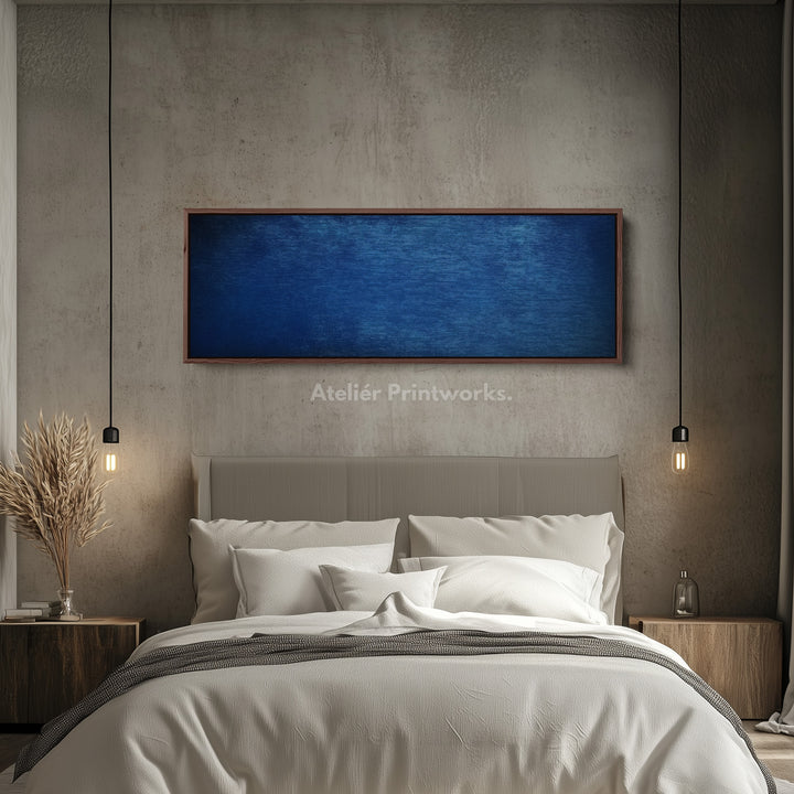 Minimalist Blue Long Horizontal Wall Art Panoramic Wall Art - H0144