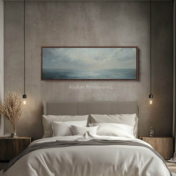 Narrow Framed Canvas Wall Art Print Calming Sea - Atelier Printworks