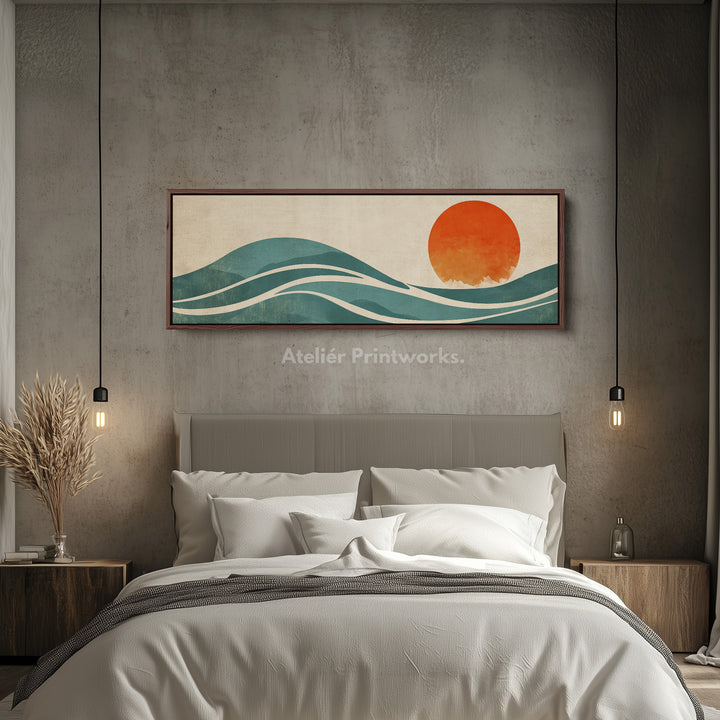 Vintage Sunset Long Narrow Panoramic Canvas Wall Decor - H0161