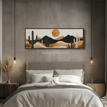 Cacti Mountains Wall Decor Panoramic Narrow Canvas - Atelier Printworks
