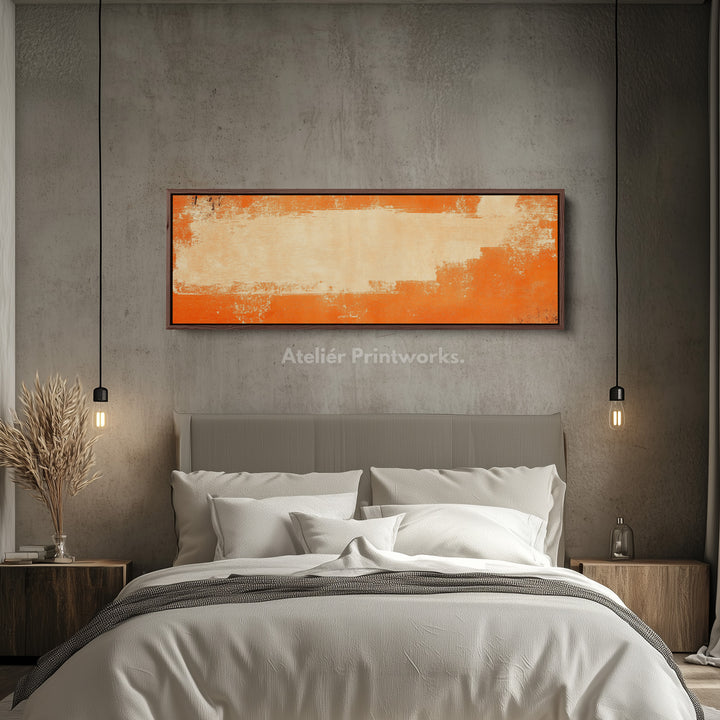 Minimalist Orange Long Horizontal Wall Art Panoramic Wall Art - H0145