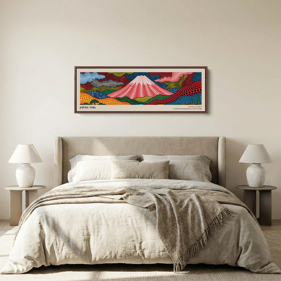 Yayoi Kusama Art mural horizontal Formes florales abstraites Toile longue pour salon