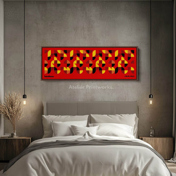 Horizontal Above Bed Red Wall Art Bauhaus - Atelier Printworks