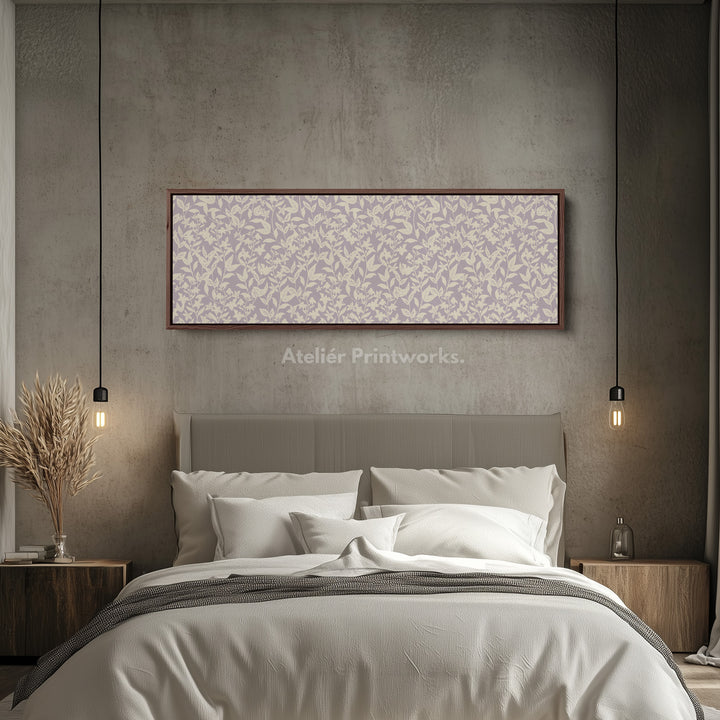 Cottagecore Beige & Lavender Floral Narrow Long Wall Art - H0290