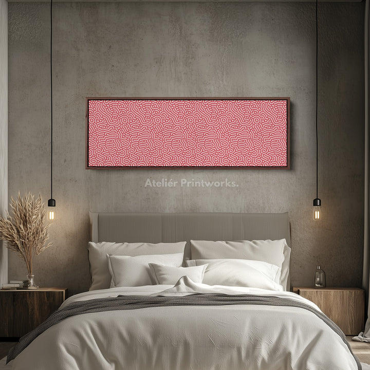 Red & Pink Organic Pattern Panoramic Long Wall Decor - H0338