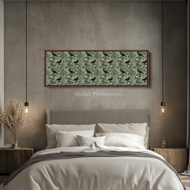 Long Narrow Wall Art Vintage Crow - H0349