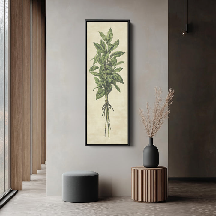 Kitchen Wall Art Long Vertical Framed Canvas Decor Mint - V0190