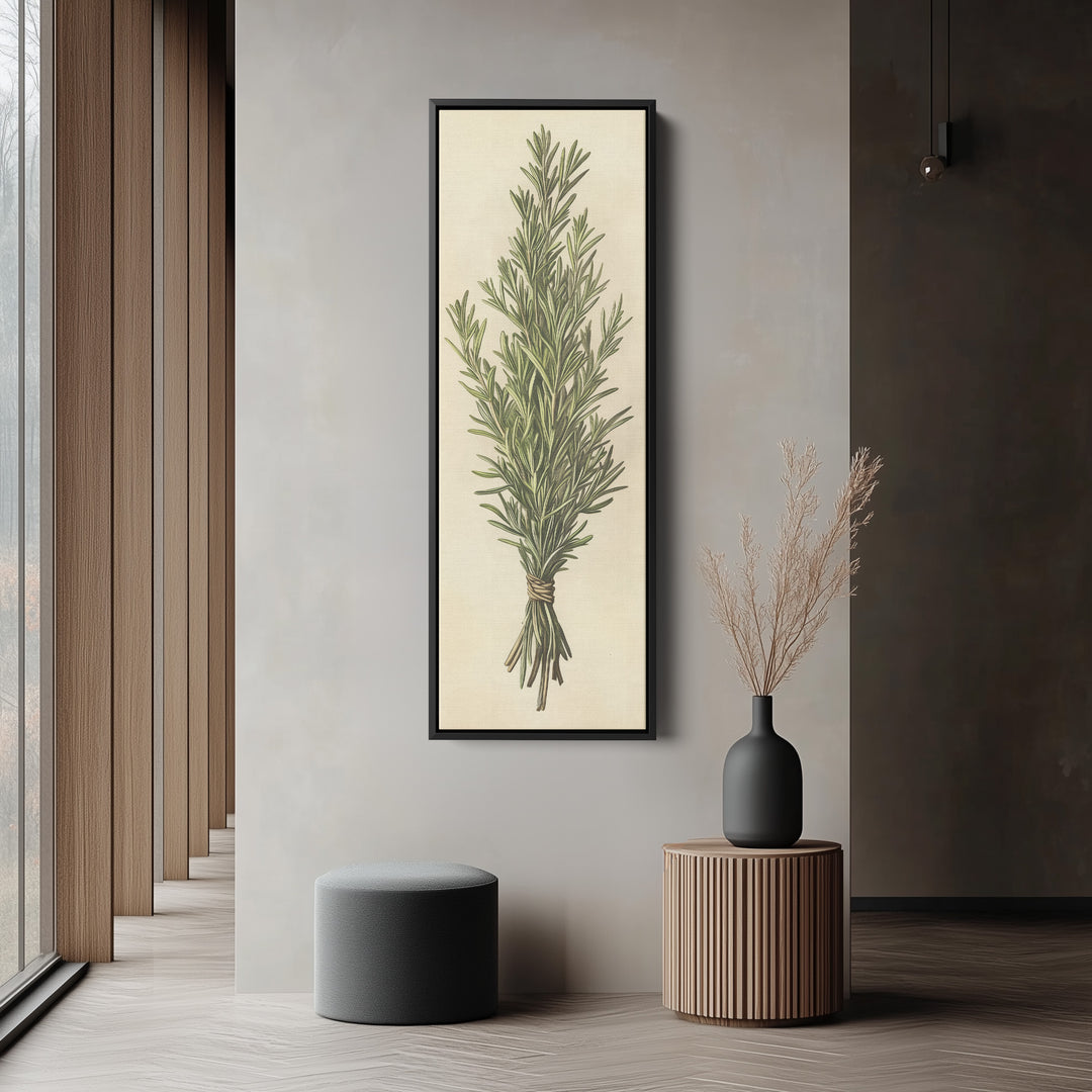 Rosemary Cottagecore Kitchen Wall Art Long Vertical Framed Canvas Decor - V0193