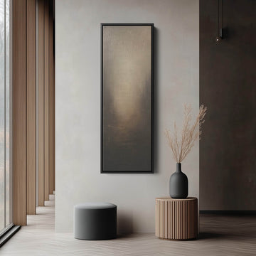 Abstract Dark Beige Long Vertical Tall Wall Art Large Framed Canvas - Atelier Printworks