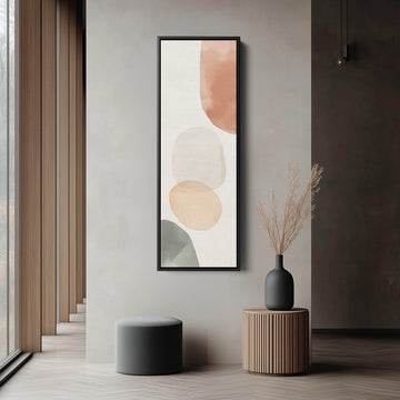 Vertical Beige Abstract Long Framed Canvas Decor - Atelier Printworks