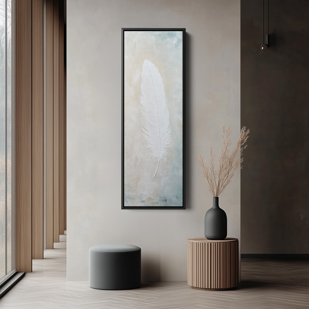 Hall Way Feather Large Vertical Long Skinny Wall Art - V0216