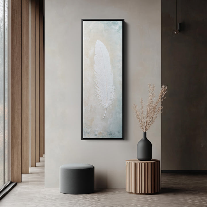 Hall Way Feather Large Vertical Long Skinny Wall Art - V0216