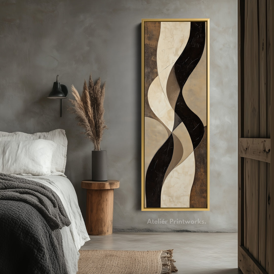 Minimalist Abstract Curves and Textures Long Vertical Wall Art - V0023