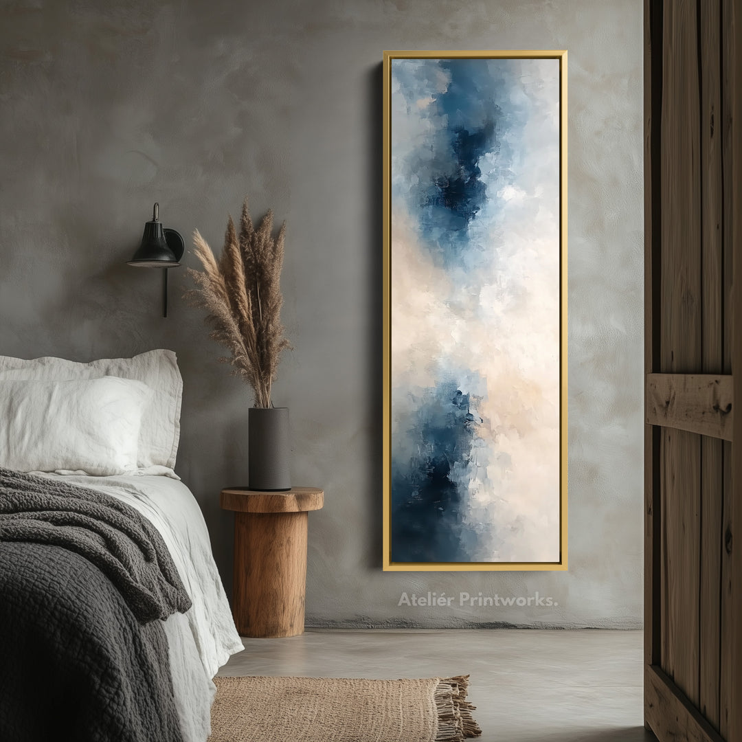 Long Narrow Vertical Blue Abstract Wall Art - V0040