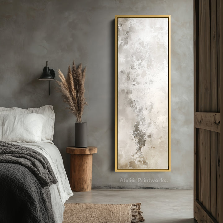 Large Long Narrow Canvas Wall Art - Beige & Grey - V0041