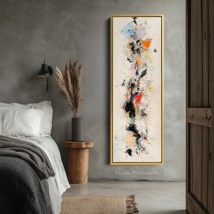 Long Narrow Vertical Colourful Abstract Large Canvas Wall Art - V0042