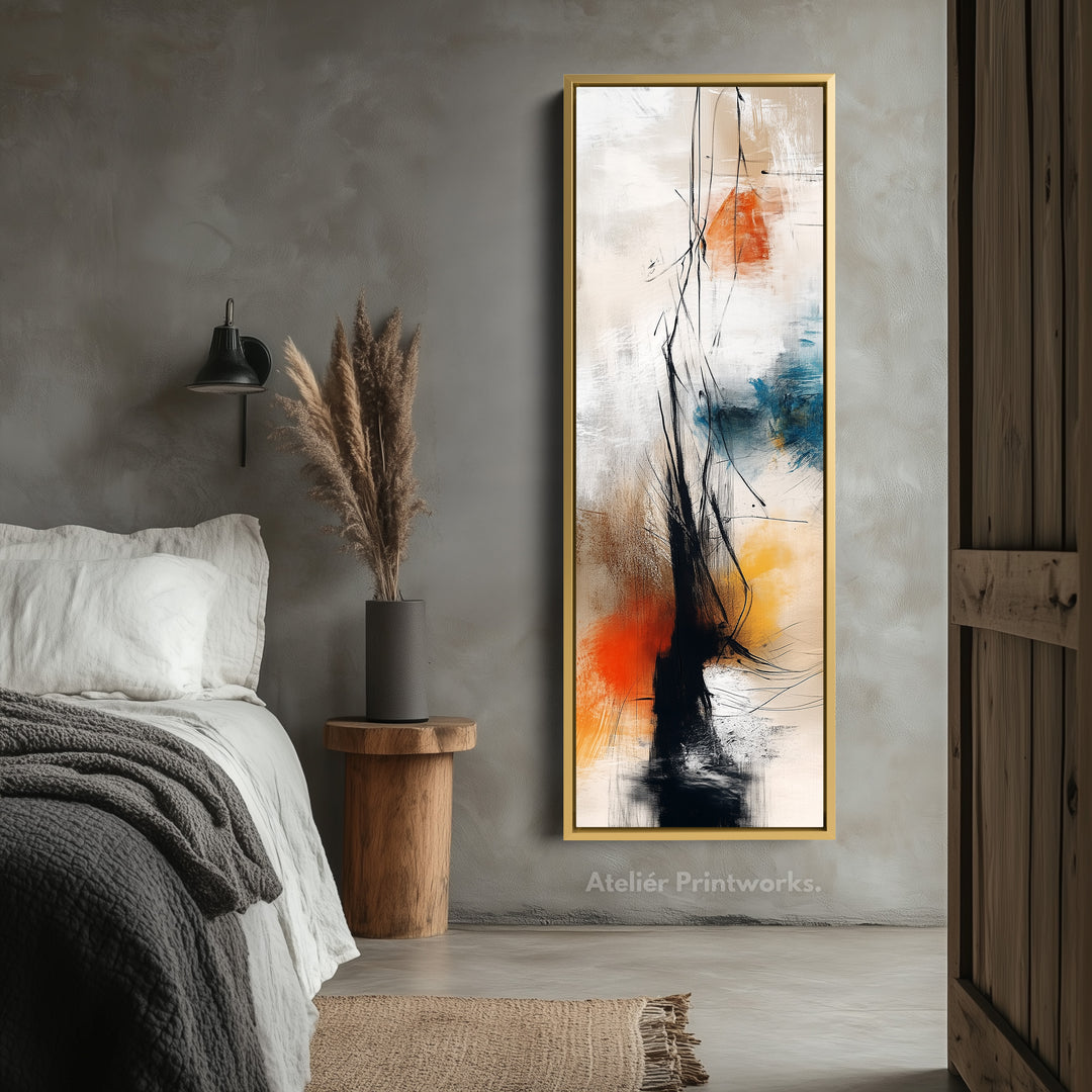 Vertical Large Canvas Wall Art Long Narrow Colourful Abstract - V0043