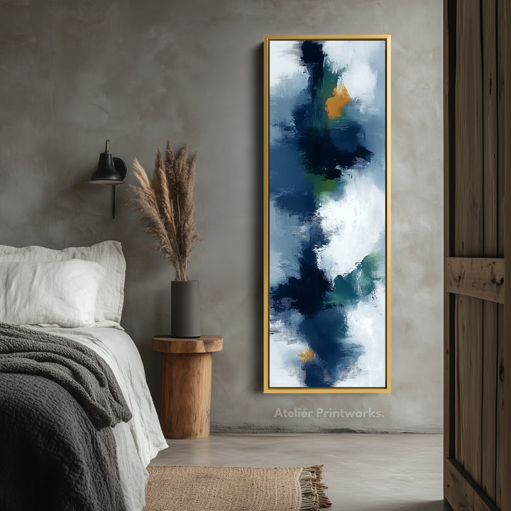 Blue Abstract Long Vertical Large Canvas Wall Decor - V0049