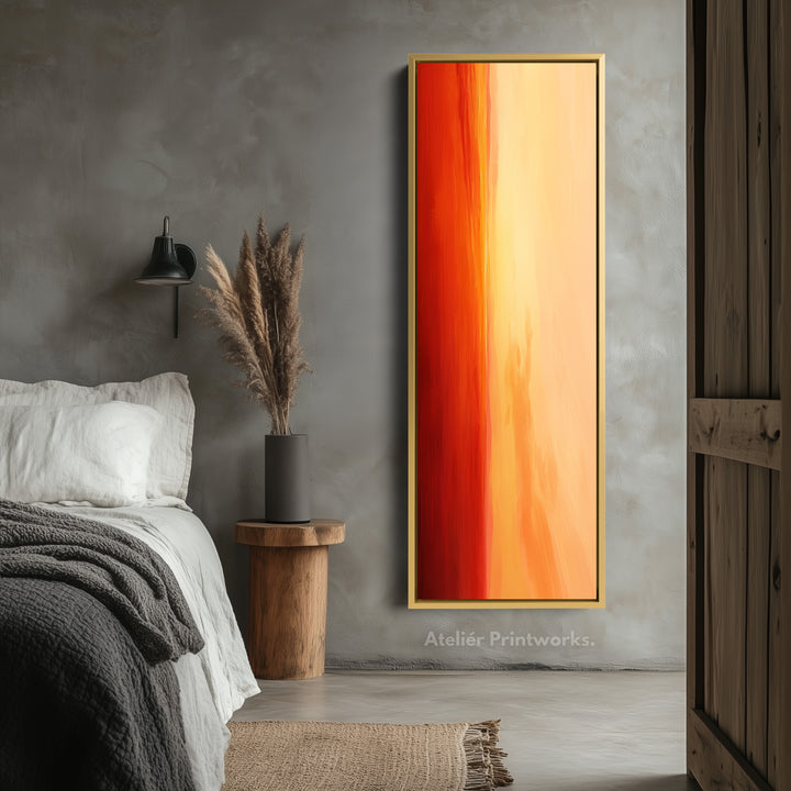 Red & Orange Abstract Skinny Tall Vertical Large Canvas Wall Art - V0051