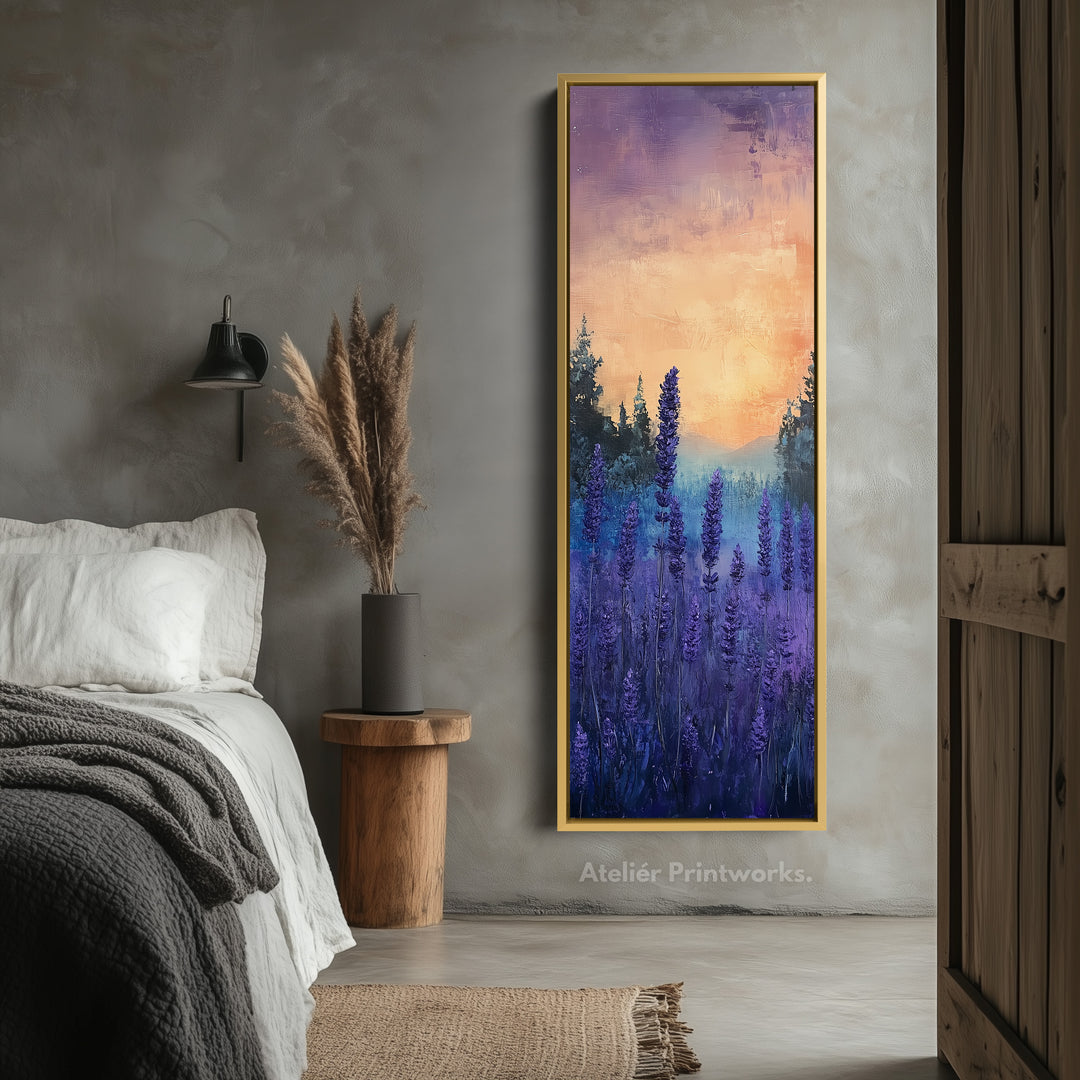 Large Frame Wall Decor - Lavender Long Narrow Vertical Wall Art - V0052