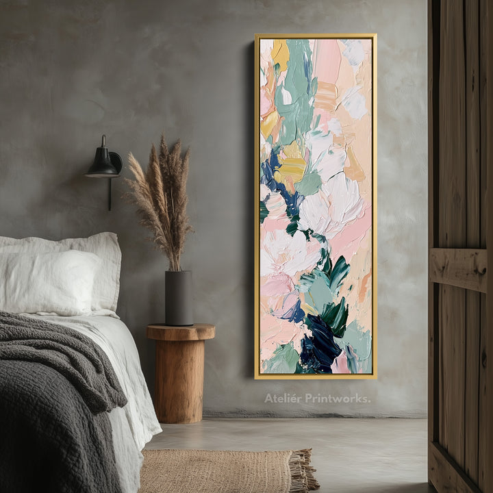 Colourful Abstract Brush Stoke Living Room Long Narrow Wall Art - V0060