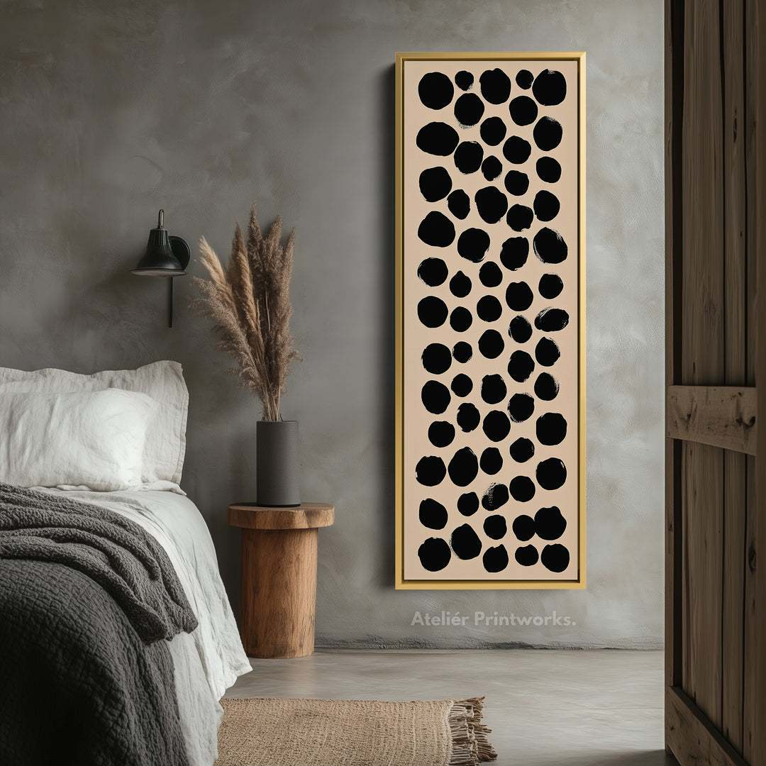 Minimalist Black Dots Large Canvas Wall Art Vertical Wall Decor - V0074