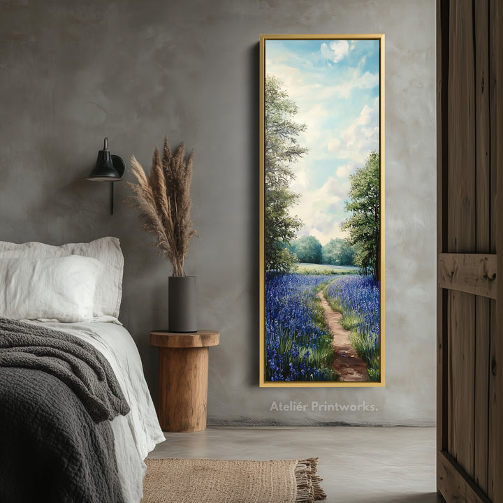 Bluebell Large Painting Vertical Long Wall Art Large Canvas Decor - V0079