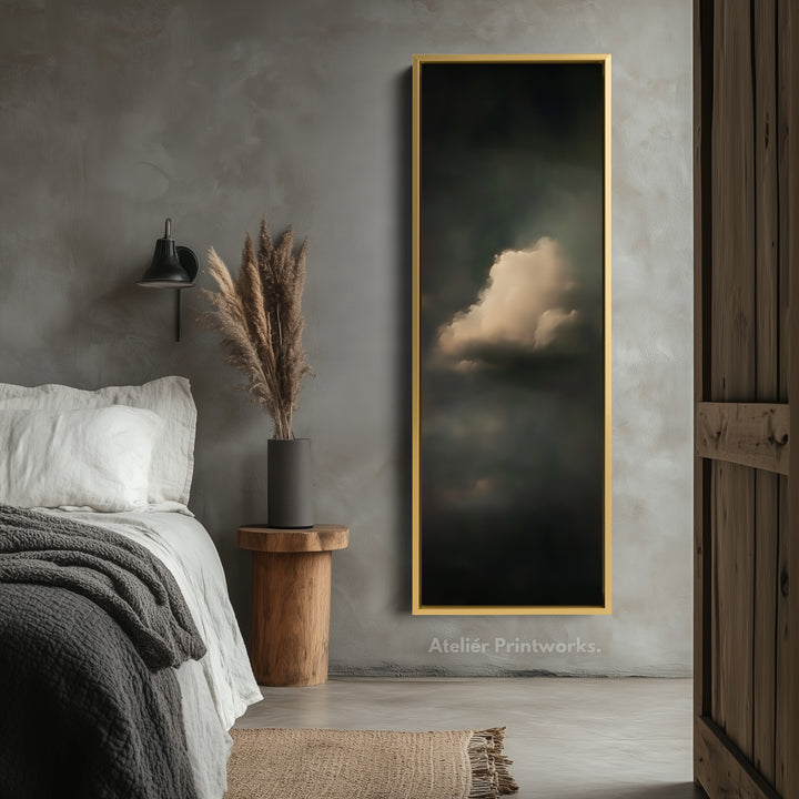 Dramatic Cloud Large Canvas Framed Wall Art Long Vertical Wall Decor - V0085