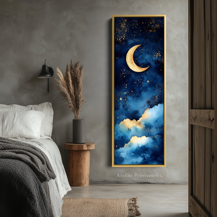 Starry Night Sky Wall Art Long Skinny Narrow Canvas Wall Art - V0096