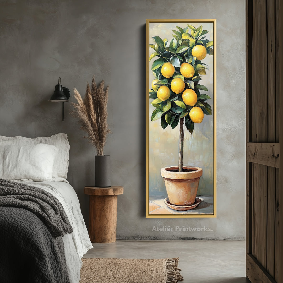 Narrow Kitchen Lemon Tree Tall Wall Art Large Framed Picture - V0099