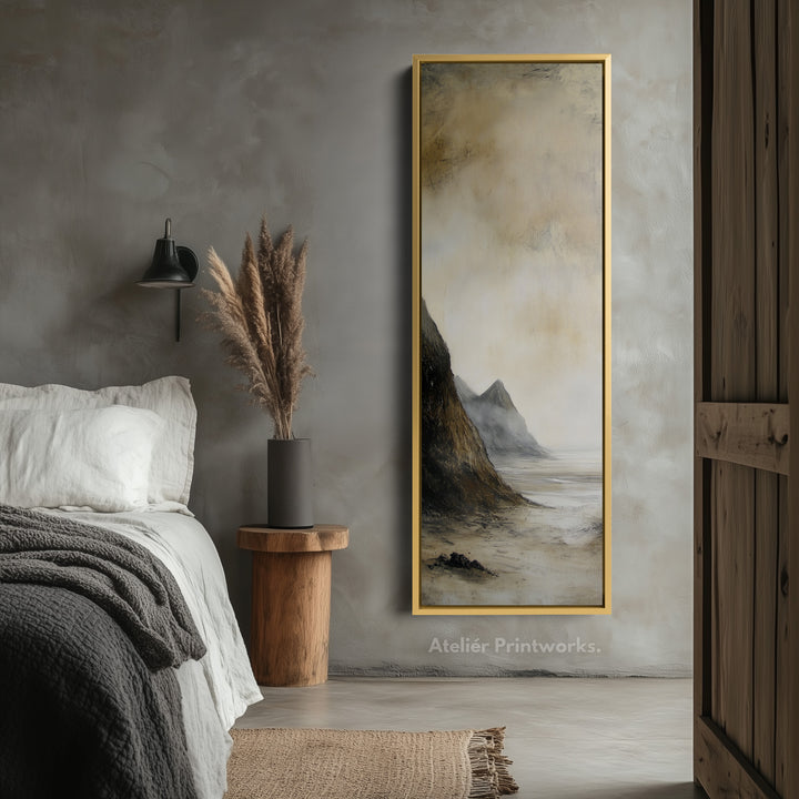 Vintage Coastal Wall Art Large Framed Vertical Tall Narrow Wall Decor - V0101