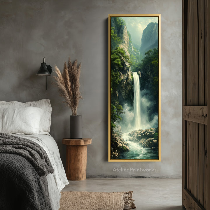 Long Narrow Vertical Large Canvas Wall Decor Waterfall - V0105
