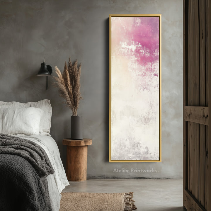 Abstract Pink Vertical Tall Wall Art Large Framed Canvas - V0117