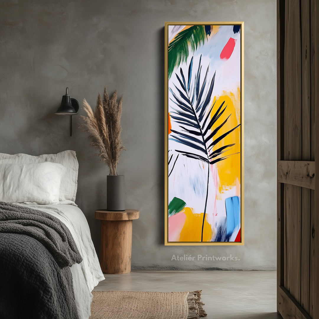 Abstract Leaf Vertical Wall Art - Tall Long Narrow Vertical Wall Decor - V0123