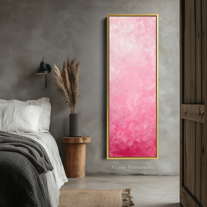 Abstract Pink Vertical Wall Art - Tall Long Narrow Vertical Wall Decor - V0126