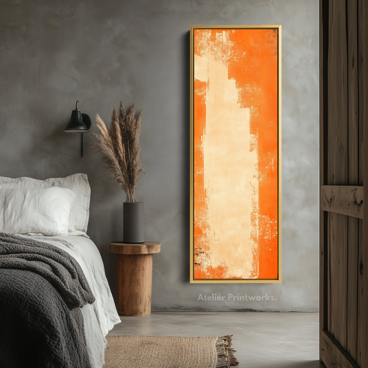 Abstract Orange Living Room Decor Vertical Wall Art - Tall Long Narrow Vertical - V0130